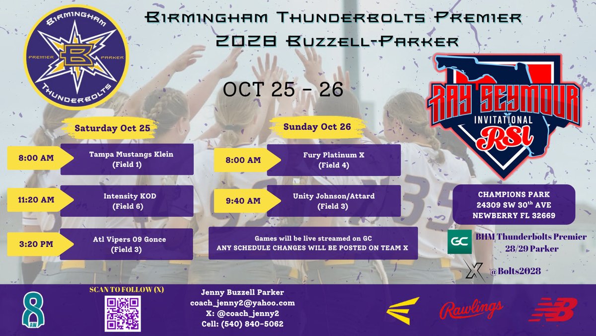 Ran into my <a href="/Bolts2028/">Bham Bolts 2028 Premier | Buzzell-Parker</a> teammate <a href="/KK___Kurk35/">Kaylee “KK” Kurk 2029</a> at the airport. ✈️  Next stop <a href="/ray_seymour/">Ray Seymour Invitational</a> Hope we see you there! Schedule ⬇️

<a href="/BHMBoltsOrg/">Birmingham Thunderbolts Organization</a> <a href="/coach_jenny2/">Jenny Buzzell-Parker</a> <a href="/dtc81/">David Crockett †</a> <a href="/jacobbrashears/">Jacob Brashears</a> <a href="/E_johnson3011/">eric johnson</a> <a href="/rockello24/">rock thompson</a> <a href="/CoastRecruits/">Coast 2 Coast Recruits</a> <a href="/TopPreps/">TOP PREPS - SPORTS NEWS, VIDEOS & INTERVIEWS</a> <a href="/CoastRecruitsSB/">Coast Recruits 🥎</a> <a href="/D1Softball/">D1Softball</a> <a href="/gatorjack72/">Girls In The Game</a>