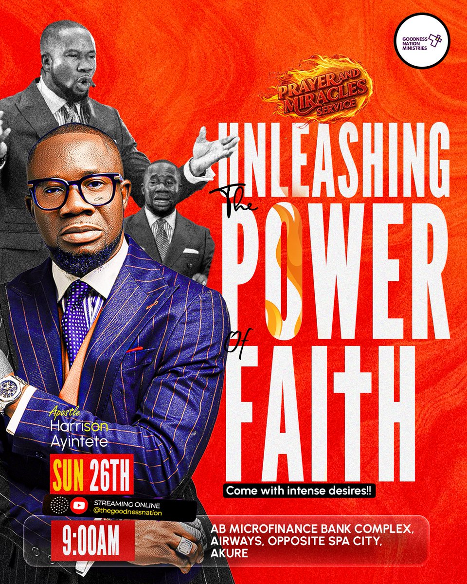 GoodnessNation's tweet photo. Dear Prayers and Miracles Sunday, we come again in the name of the Lord.

With indelible miracles!

Intense desires!

Intense worship!

Full of supernatural communication of God’s word.

UNLEASHING THE POWER OF FAITH!! https://t.co/zWXFSvR3XK