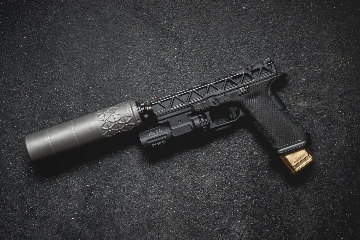 Light and sick. The OG.

Architect slide, Hunter Ti, Badlands Munitions Co collab brass +5 (loaded with their Subsonic 147gr HP NAS3), Landers Weapon Systems Recon, Modlite PL350, Apex Tactical enhancement trigger… Best of the best with honors, sir.