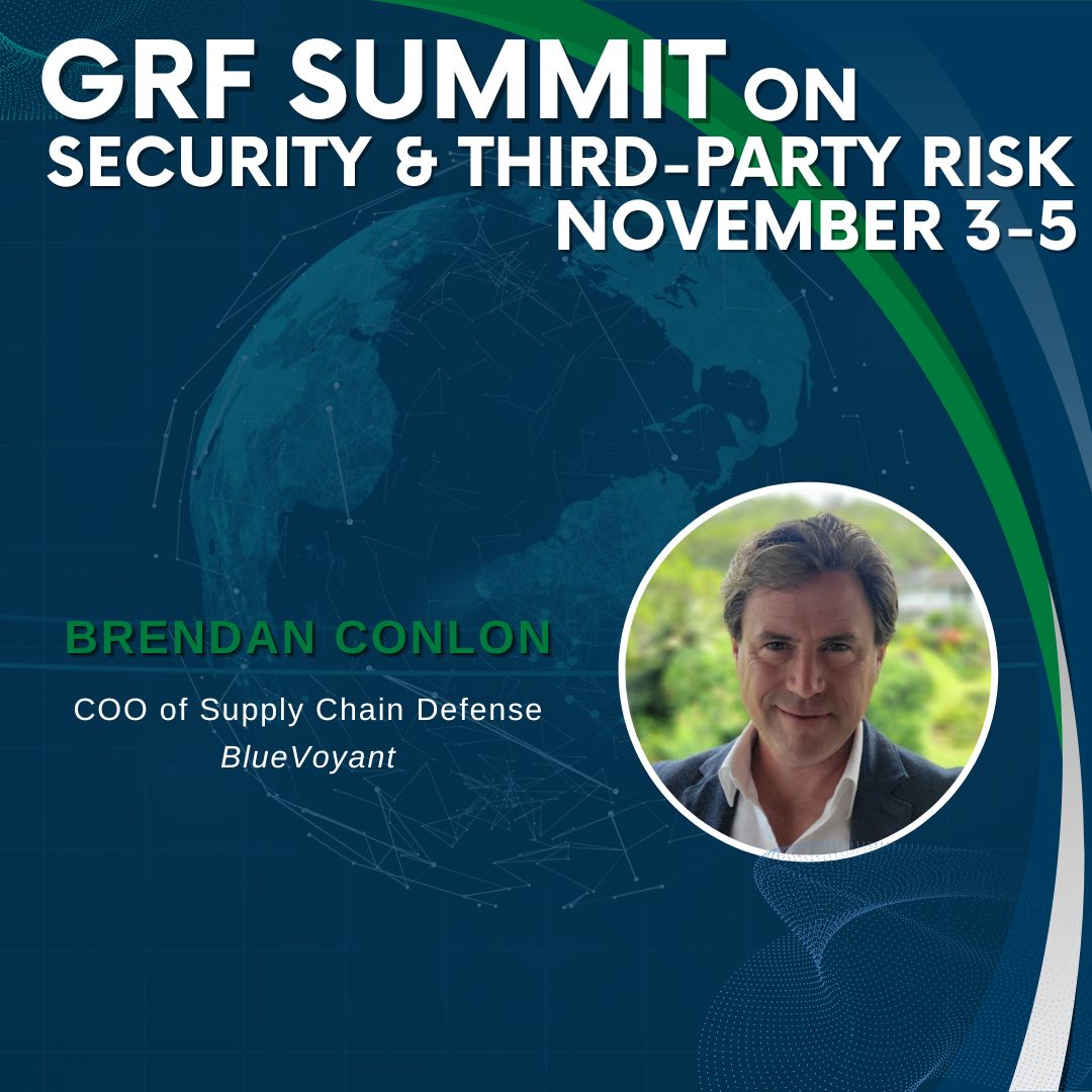Global Resilience Federation (@grfederation) on Twitter photo Join us for the 8th Annual Summit on Security & Third-Party Risk! Brendan Conlon of <a href="/BlueVoyant/">BlueVoyant</a> will present “Hardening Your Supply Chain Against Third-Party Threats.”
Session abstract: Supply chains are increasingly being targeted by cyber threat actors as effective means of Join us for the 8th Annual Summit on Security & Third-Party Risk! Brendan Conlon of <a href="/BlueVoyant/">BlueVoyant</a> will present “Hardening Your Supply Chain Against Third-Party Threats.”
Session abstract: Supply chains are increasingly being targeted by cyber threat actors as effective means of