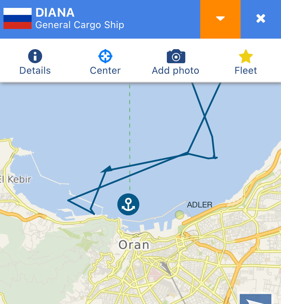 RFNOSBlog's tweet image. The Russian-flagged general cargo vessel DIANA (IMO 9358058) made an unusually brief stop of approximately 1 hour and 30 minutes at the Algerian naval base in Mers el Kebir before resuming its eastbound course in the western Mediterranean. Having departed from Saint Petersburg,…