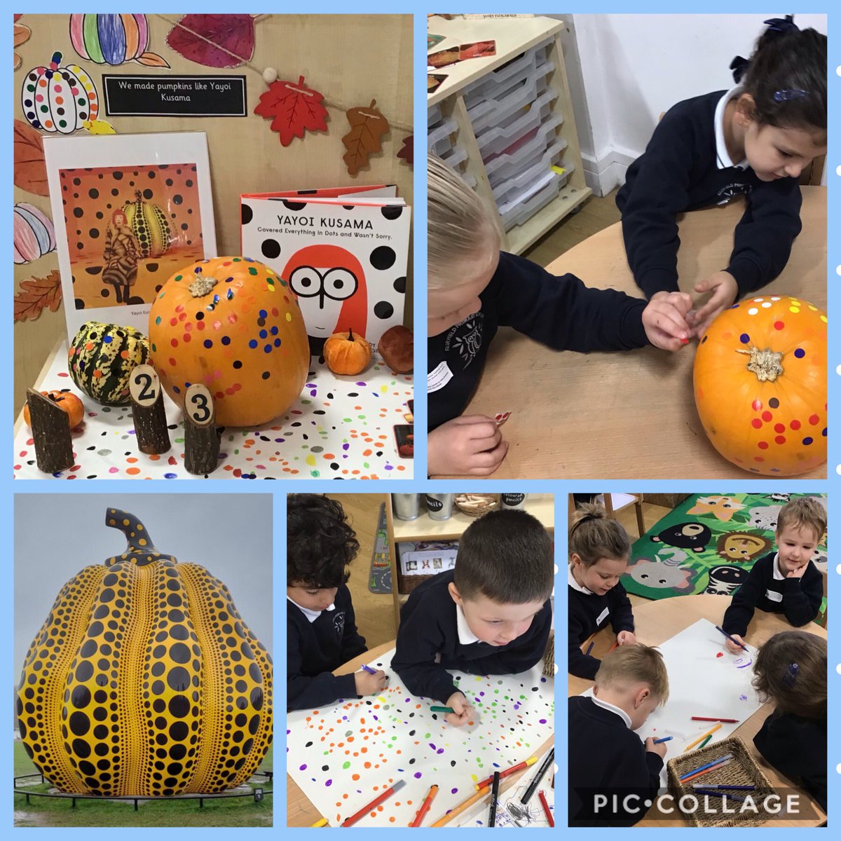 We loved looking at how Yayoi Kusama adds spots to her pumpkins 🎃 so we added some of our own. 
It’s been a pumpkin sort of week 🎃