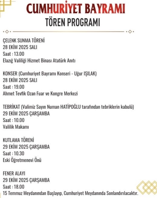 🇹🇷 29 Ekim Cumhuriyet Bayramı Kutlu Olsun! 🇹🇷

Cumhuriyetimizin ilanının 102. yıl dönümünü milletçe büyük bir gurur ve coşkuyla kutluyoruz!
Gazi Mustafa Kemal Atatürk’ün bizlere emanet ettiği Cumhuriyet, bağımsızlığımızın, özgürlüğümüzün ve birlik beraberliğimizin simgesidir.

Bu