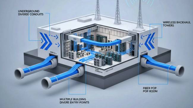 Datacate_Inc's tweet image. Redundancy is good, but diversity is better. Mixing carriers, routes, techs (fiber + wireless) protects you when disaster strikes—or when cables are accidentally cut. #NetworkSafety #BusinessContinuity #TechInfrastructure zurl.co/uggBe