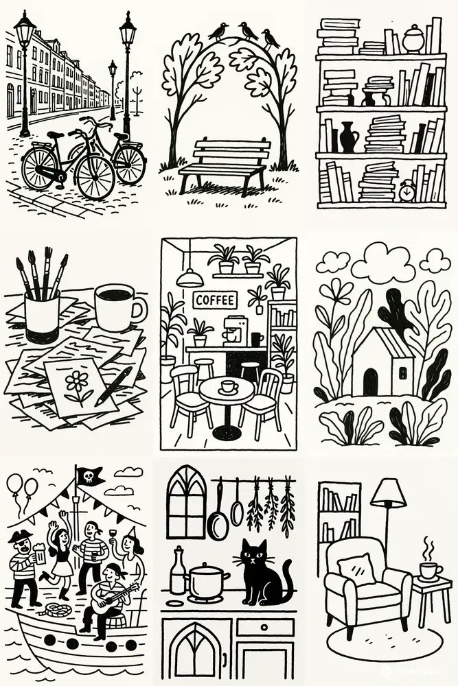promptbase's tweet image. Black Ink Line Art Illustrations by promptplazastore using ChatGPT Image ✒️