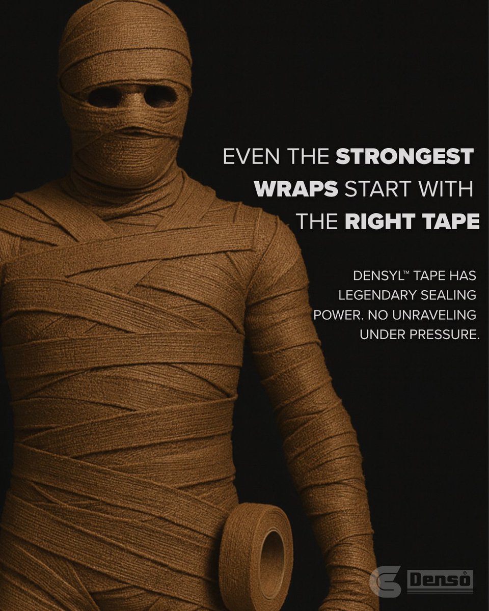 ConnectorSpec's tweet photo. Not all wraps are created equal. 
This Halloween, we’re giving credit where it’s due — to the product strong enough to hold it all together: DENSYL™ Tape.
Tough enough for the field. Legendary enough for a mummy.
#DENSYL #ConnectorSpecialists #YourSolutionsPartner https://t.co/VSk5JMvtCq