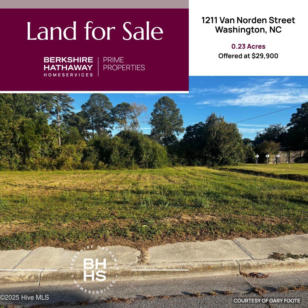 BHHSPP's tweet image. Just listed! Residential land in Washington, NC — an incredible opportunity to create the home you’ve always imagined. 
See what it means to work with a Forever Agent™. 252.321.1990
#bhhspp #berkshirehathawayhomeservices #foreveragent #thebestofthebest #bhhs #encrealtor