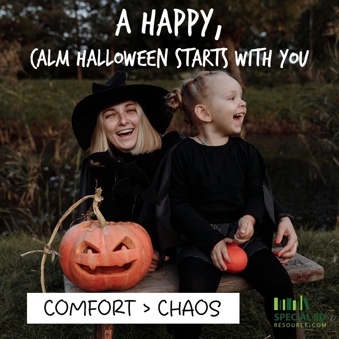 SpEdResource's tweet image. 🎃 Halloween is here! Comfort, calm, and connection matter more than perfection. Choose joy over stress this year. 💛
 #SensoryFriendlyHalloween #ParentSupport #SPEDCommunity #SpecialNeedsParenting #CalmHalloween