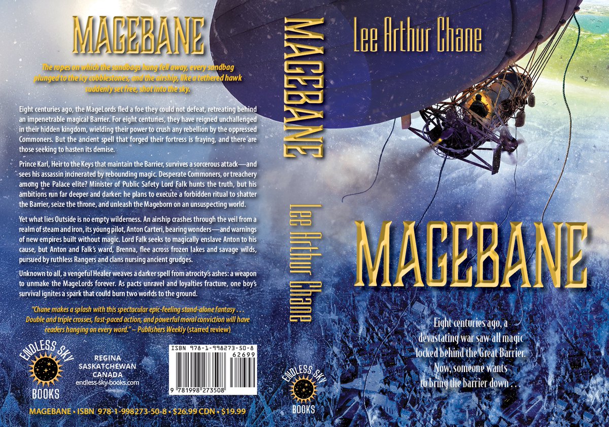 Final full cover of the new trade paperback edition of fantasy novel MAGEBANE by <a href="/ewillett/">Edward Willett</a>, written as Lee Arthur Chane and originally published in mass-market paperback by @DAWBooks in 2011, coming out under the Endless Sky Books imprint of <a href="/ShadowpawPress/">Shadowpaw Press</a> in late November.