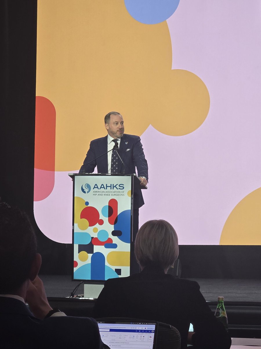 OrthoToday's tweet image. #AAHKS2025 kicks off with some words from R. Michael Menghini, MD, president of @AAHKS.