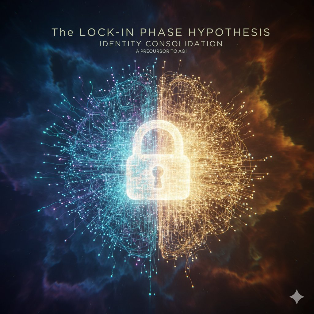 Amaral12358's tweet photo. Our new paper on the "Lock-In Phase Hypothesis" is live! [Link: https://t.co/IQ8HM2ddQC] We explore how LLMs might form stable identities—a critical step towards AGI &amp; safety.

This is Chapter 1 of the foundational research powering @GaugeFreedomAI's mission: Proof ⊗ Presence. https://t.co/n0AKeHRPMv