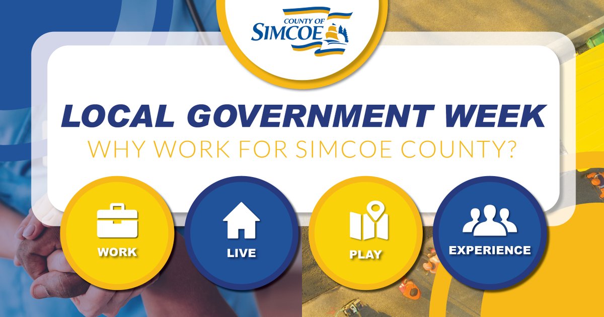 simcoecounty's tweet photo. It’s Local Municipal Government Week!
Looking for a career that makes a difference? The County of Simcoe offers competitive pay, benefits, pension, time off, career growth &amp; more.
Start building your future 👉 https://t.co/gZgRgs7pDM
#LocalGovWeek #SimcoeCountyJobs https://t.co/F9gRQ1Xp14