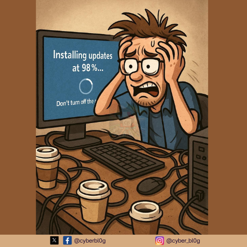 cyberbl0g's tweet image. No hay nada más puntual que las actualizaciones de Windows… justo cuando no las necesitas 😂 ¿A quién le ha pasado? 🙋‍♂️
#TechHumor #WindowsUpdate #SysAdminLife #TI