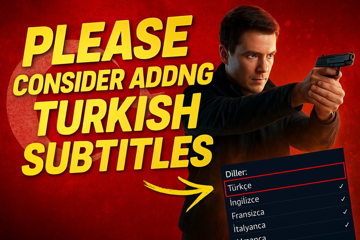 camcburak45's tweet photo. @IOInteractive Will you add Localization for Turkish Language 🇹🇷?

We want Localization for #Turkish #Language Text &amp; Subtitles Support in
007 First Light

Hopefully, as one of the biggest Turkish communities, you will do so.
🇹🇷 🇦🇿 🇰🇬 🇰🇿 🇲🇰 🇵🇰 🇹🇳 🇹🇲 🇸🇱
#007FirstLight 
#TurkishLanguageSupport https://t.co/A7UoOmEo2K