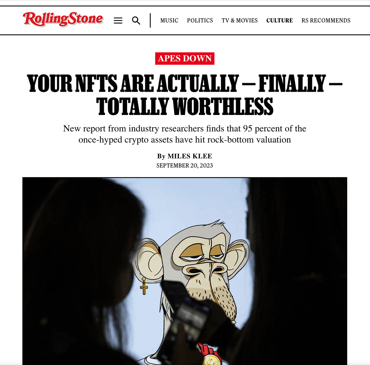 CozomoMedici's tweet image. In 2021 I spent $216k on this digital monkey picture.
Today it's worth zero.
6 or 7 zeros, depending on who you ask.
And I would have missed it, if not for a simple lesson from one of the greatest art collectors of the century 👇