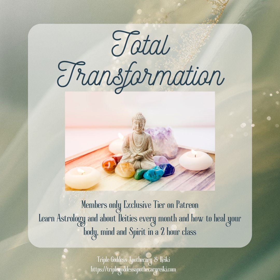 triplegoddessa1's tweet image. In Total Transformation, you will learn how to improve your energetic flow, balancing your mind, body, &amp;amp; spirit. A Patreon Exclusive Program. patreon.com/TripleGoddessA… #triplegoddessapothecaryandreiki #totaltransformation #rowanravenwolf