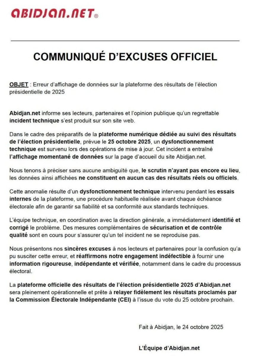 Le blablabla qui tente de faire avaler une immense bourde qui a consisté à publier les résultats  d’une élection qui n’a pas encore eu lieu.
Le RDR a fait de la Côte d’Ivoire une républiquette banania...!