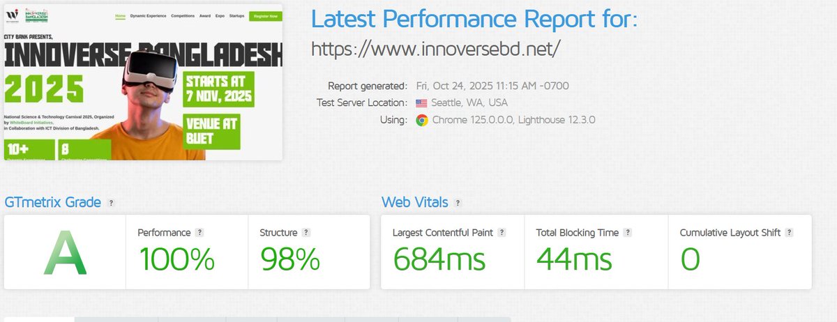 adnansdev's tweet image. I created the full frontend of this website from scratch for a client using Next.js. Crazy how you see that the performance is 100% and GT matrix grade is straight A!!
#FrontendDev #website_design_and_development