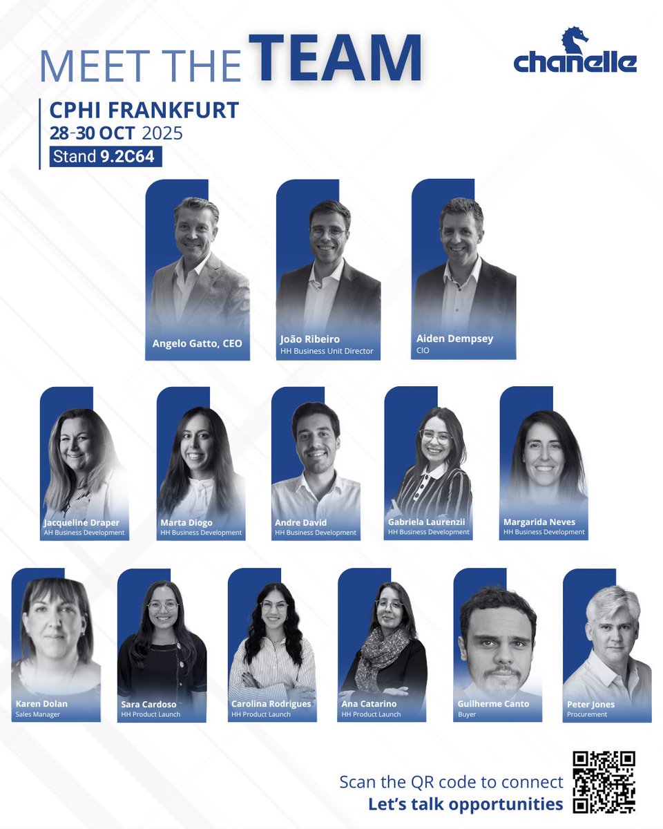 At CPHI Frankfurt, Chanelle is showcasing how we combine global B2B expertise with a relentless focus on quality and reliable supply. We’re driving sustainable progress with purpose and bringing the firepower to meet the next wave of healthcare needs.

Visit us at Stand #9.2C64