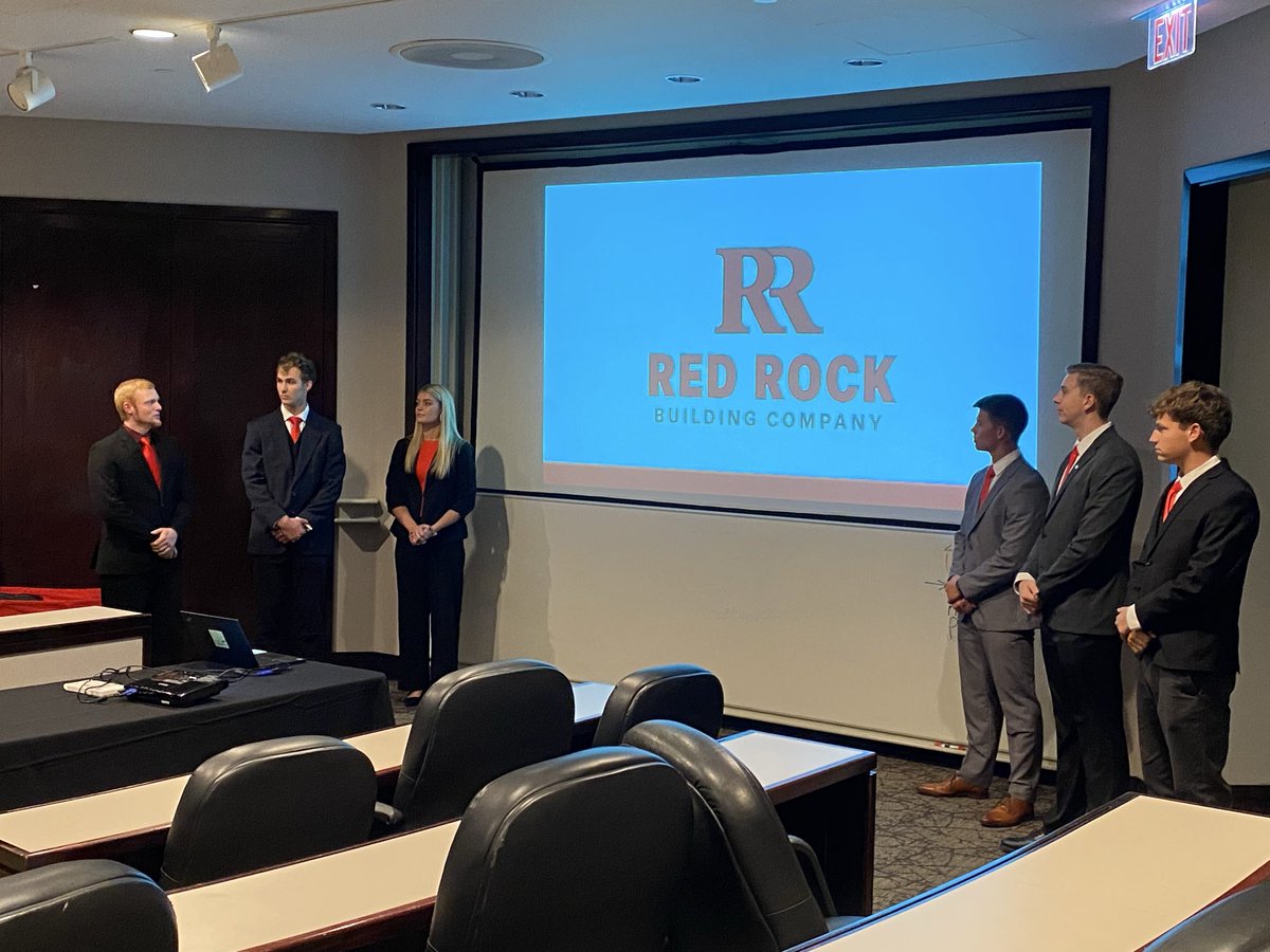 FSUCMPROF's tweet image. Commercial team (Red Rock) presentation. They did a great job answering questions and responding to the challenges the judges threw at them. A twist this year, the judges asked for a resubmission at 6:30pm this evening of their estimate.
