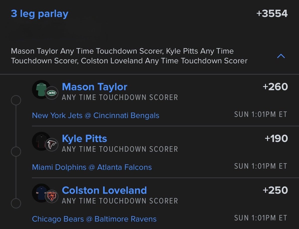 Uncert_Sports's tweet photo. National TE day Sunday!

1) Taylor -QB is a concern but with Garrett Wilson out, there’s limited options at pass catcher for the Jets

2) Pitts - Pitts has been quietly playing nice 

3) Loveland - Kmet is out, time for the rookie to shine vs. a beat up Ravens D?

#GamblingX https://t.co/dQcMOqmJtv