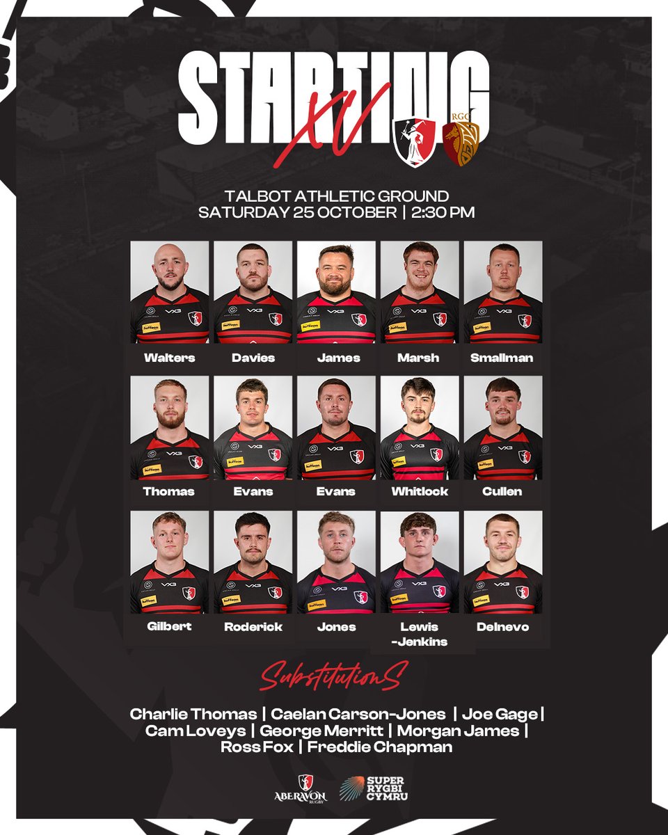 Here’s how the Wizards line up for Saturday’s <a href="/SuperRygbiCymru/">Super Rygbi Cymru</a> clash with <a href="/RGC1404/">RGC1404</a> at the Talbot Athletic Ground🔴⚫️

💥 Evans makes his first start of the season
💪 Walters returns to the front row
🔥 Frankie Jones is back in the 13 jersey

📅 Saturday 25th October
⏰ Kick-off: