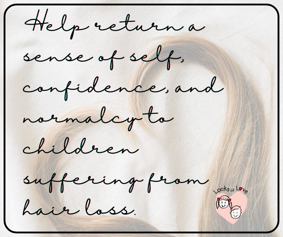 Help return a sense of self, confidence, and normalcy to children suffering from hair loss.
Reach out to us for more information!
☎️ 561-833-7332
📧 CaseManager@locksoflove.org
💻 LocksofLove.org

#locksoflove #nonprofit