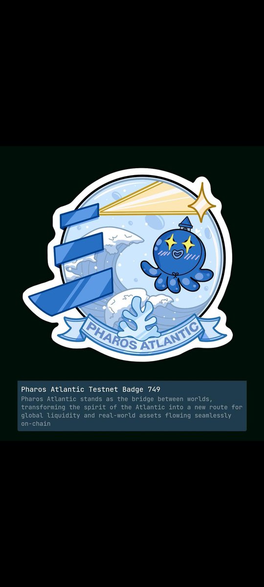 minted my Pharos Atlantic Ocean badge success in position 749🔥

- New NFT badge live on <a href="/grandline_world/">Grandline</a> 
- Cost : 0.1 PHRS
Link: atlantic.grandline.world/launchpad/mint/

Be early to mint sailors 
Need faucet 🤔
like, comment your address👇🏻
#PharosNetwork #Pharos $PHRS #PharosStoryteller #PHRS