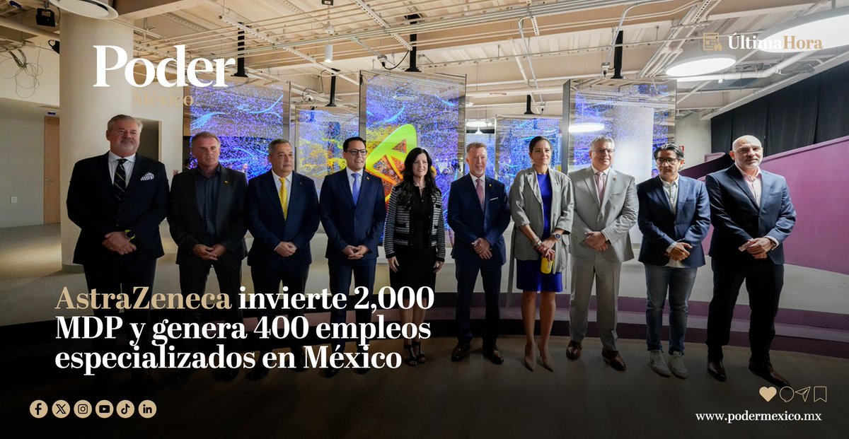 podermexoficial's tweet image. ⭕️ @AstraZeneca  invierte $2,000 MDP en el país, incluyendo $600 MDP para expandir su #GITC en #Guadalajara.

El centro duplica su capacidad en #IA y analítica de datos para acelerar el descubrimiento de nuevos #medicamentos .

🔗Conoce la nota completa: podermexico.mx/?p=6176