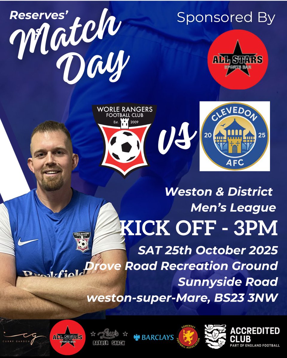 Reserve in action at home on drove road

Welcoming clevedon afc as they look to compete to progress in the attwell shield 

Please come and show your support for the team if you can