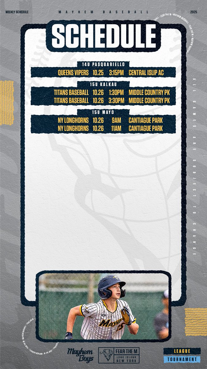 This Week in Mayhem Baseball
_
Fear the M
_
#mayhembaseball #axcessbaseball #youthbaseball #baseball  #longisland  #fearthem