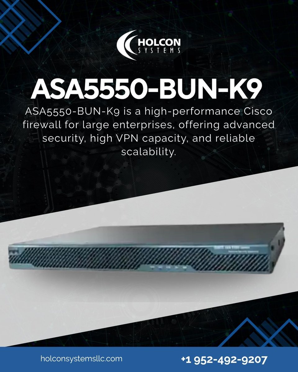 exciscokit's tweet image. Experience enterprise-grade protection with the Cisco ASA5550-BUN-K9 — a powerhouse firewall built for large organizations that demand robust security and seamless performance. 
#holconsystems #networkingsolutions #ithardware #networkefficiency  #businessconnectivity