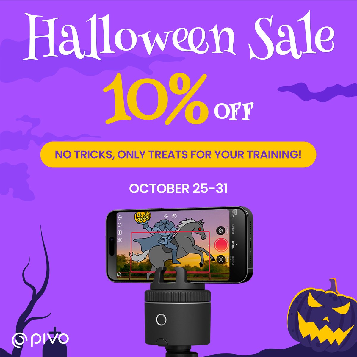getpivo's tweet image. Record every ride with frighteningly smooth tracking. Pivo Halloween deals are here! 🎃

10% OFF on Pivo Pods and Pivo Tripod!
25 - 31 October, 2025
pivoequestrian.com

#halloween2025 #halloweensale #sale #halloweensales #equestrian #horse #horserider #horses #tech #ai