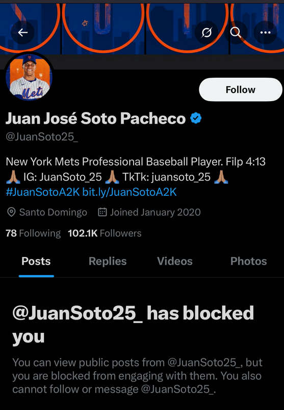 MLBNutwork's tweet photo. MLB Players Juan Soto and Aaron Judge have blocked this account.

This likely came after a string of tweets making fun of them throughout September and October.

I wonder what the weather is like in Cancun right about now... 🤔

#LGM #RepBX https://t.co/wuDOrjZAgY