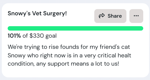 Thank you so much to everyone involved, we finally reached our goal, Snowy is ready to be admitted for surgery!!