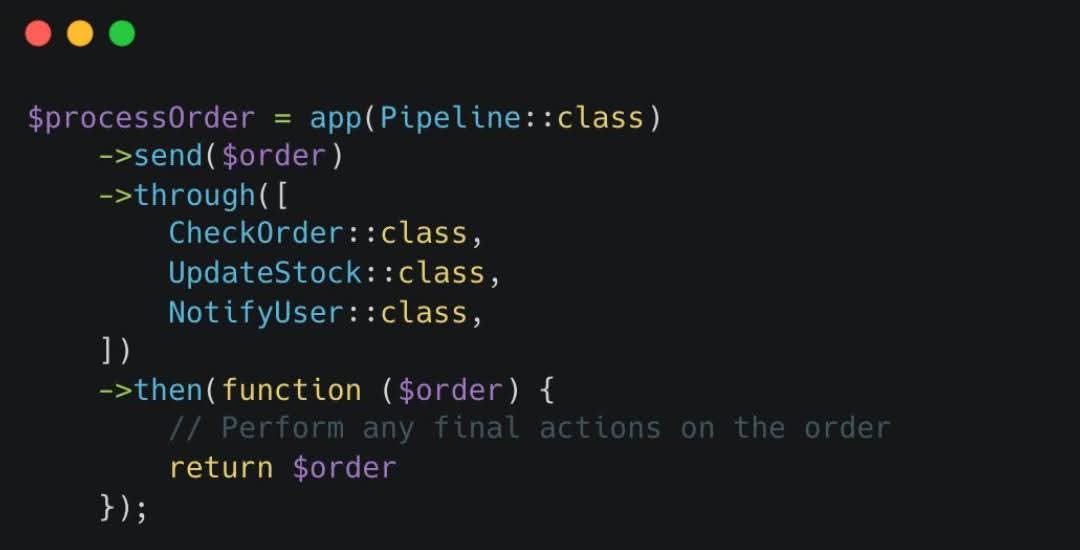 Programmer2019's tweet image. في laravel بإستخدام ال pipeline تستطيع جدولة اكثر من مهمة 
تخيل أن لديك موقعًا للتجارة الإلكترونية وتحتاج إلى معالجة الطلبات. يمكنك استخدام المسار للتعامل مع الطلب من خلال سلسلة من المراحل، مثل الفحص وتحديث المخزون وإخطار المستخدم