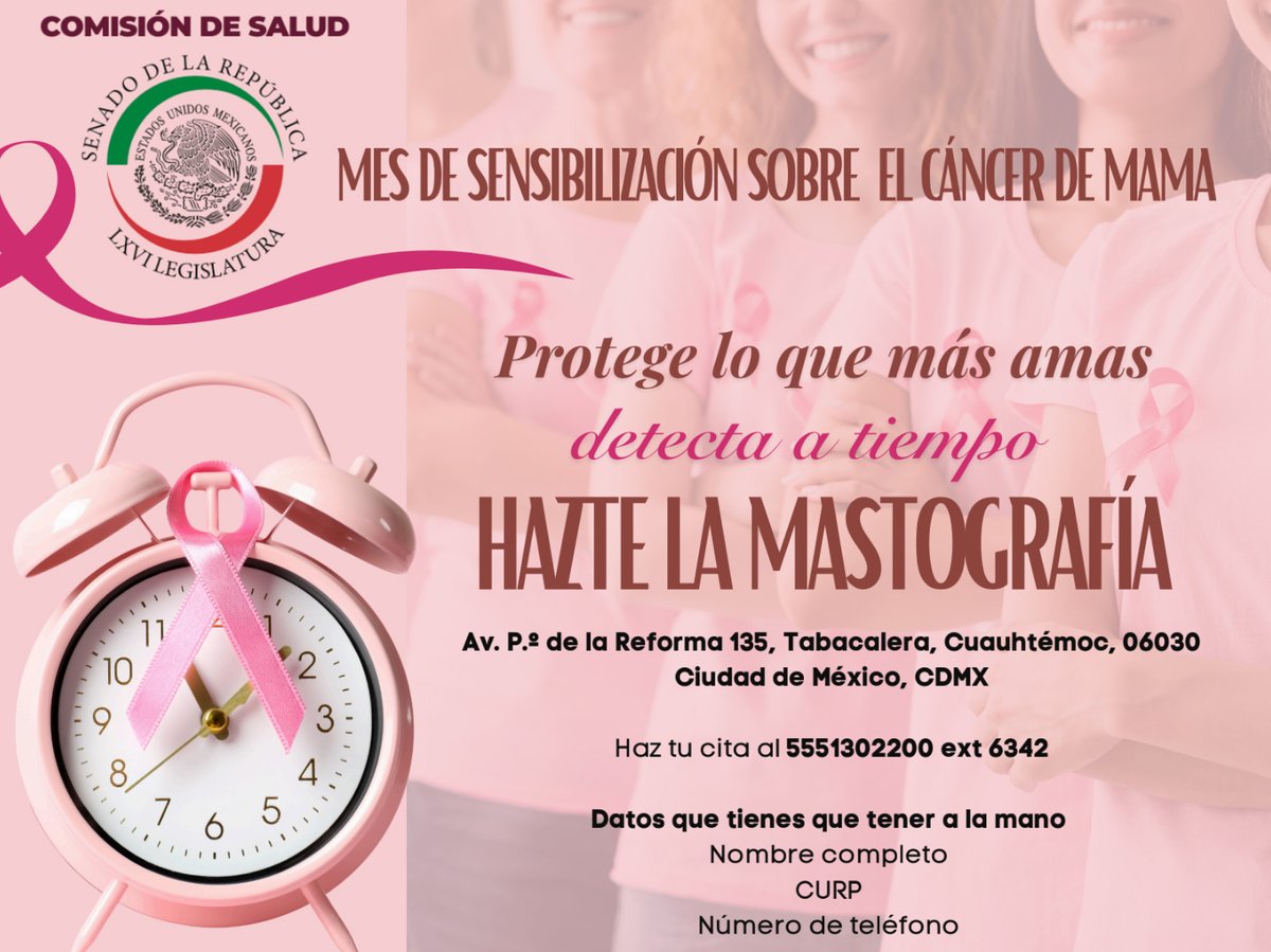 📌 Porque la prevención es un acto de amor, el senador <a href="/Pepe_CruzC/">Dr. Pepe Cruz</a>, presidente de la Comisión de Salud, invita a la realización de mastografías en el marco del Mes de Sensibilización sobre el Cáncer de Mama.