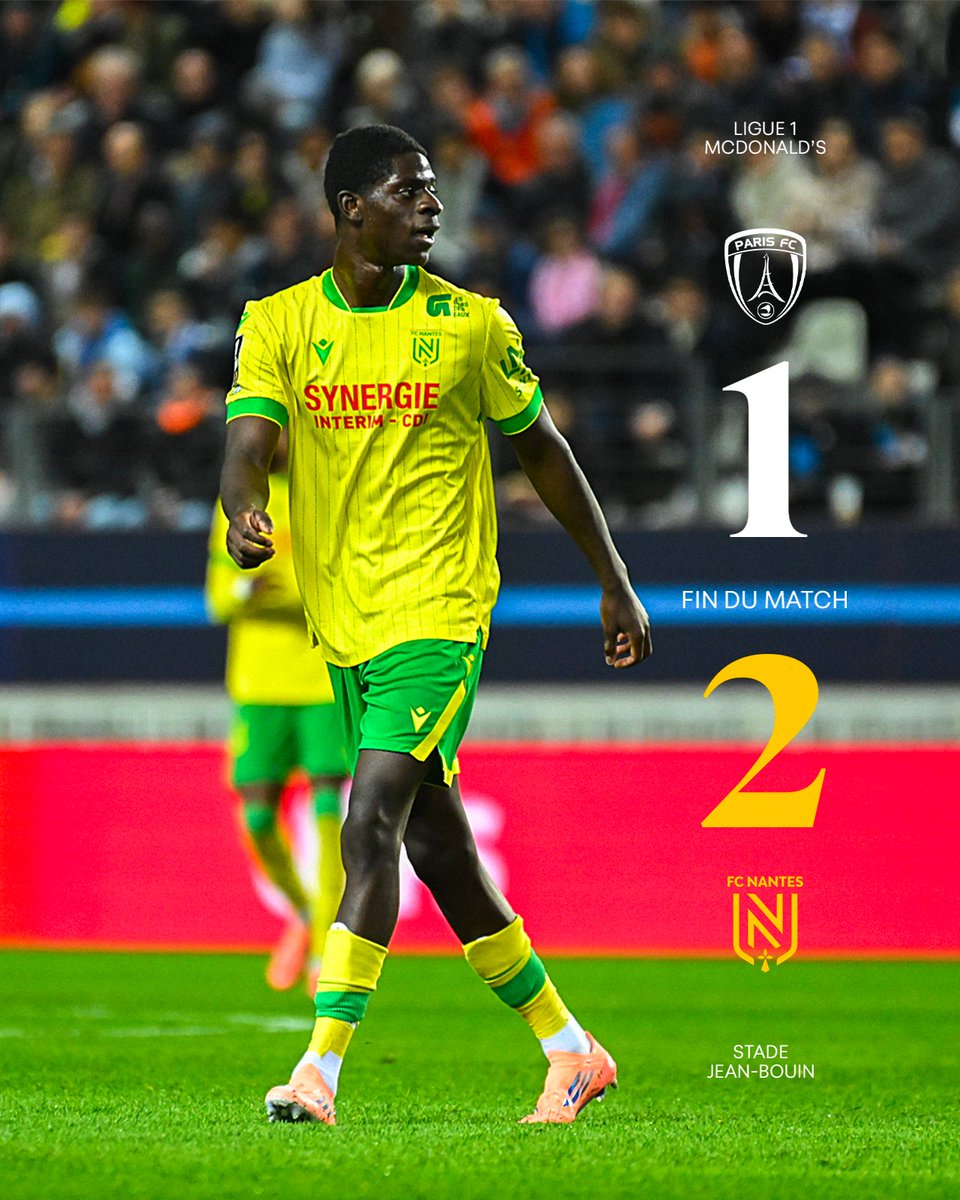 OUI MESSIEURS. 

Elle est là notre première victoire à l'extérieur. 

Avec du caractère, nos Jaune et Vert s'imposent sur la pelouse du Paris FC. 

⌞ 𝟭-𝟮 #pfcfcn