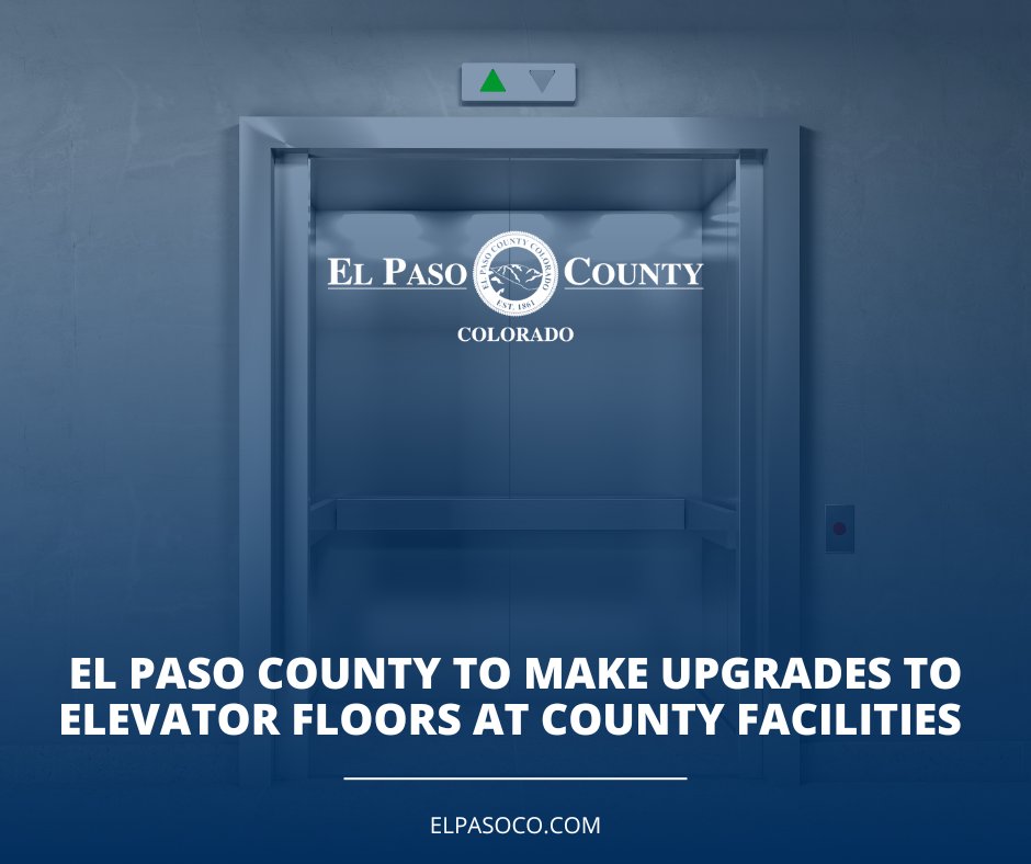 El Paso County is upgrading elevator flooring across County buildings to ensure a consistent, professional appearance and improve durability. 

In buildings with multiple elevators, at least one elevator will remain in service. Each elevator is expected to take approximately one