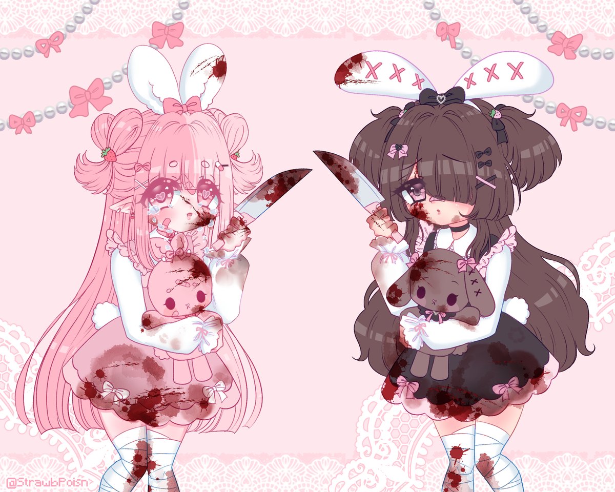 ⟡˙⋆ Halloween art ⋆˙⟡

♡ Killer bunnies ૮ ྀིᴗ͈ . ᴗ͈ ྀིა🔪♡

₊‧°𐐪♡𐑂°‧₊ <a href="/StrawbDollMoe/">🍓 Doll 🍓</a> &amp; @KonigxSuki ₊‧°𐐪♡𐑂°‧₊

#Art #Commission #Halloween #Moe #MoeArt #OC
