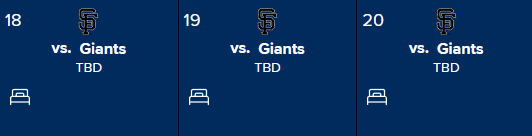 SamRobertsWX's tweet photo. Should we go to all three, @SLRobertson16?! ⚾️ #Guardians #Giants #TonyV https://t.co/wPhFWDG9Zn