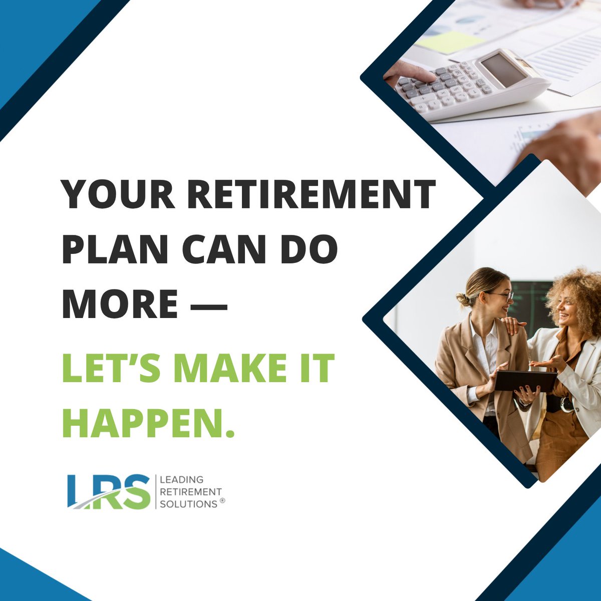 leadrsolutions's tweet image. At LRS, we believe your business deserves a retirement plan that works as hard as you do.

Our team partners with you to build a plan that’s flexible, compliant, and tailored to your unique business needs.

leadingretirement.com/contact/

#RetirementSolutions #BusinessPlanning