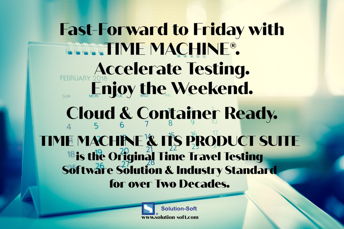 SolutionSoftTM's tweet image. Happy Friday! 🎉 Fast-forward your testing cycles with Time Machine® — where time travel meets QA. #TimeMachineTestingTool #SoftwareTesting #DevOps #QA #TGIF #SolutionSoft