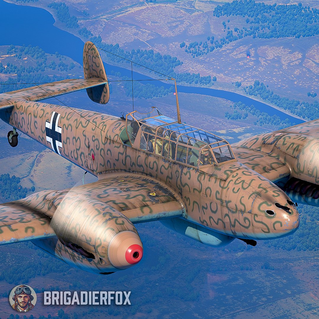 BrigadierFox's tweet photo. ✈️ 𝐁𝐟 𝟏𝟏𝟎 𝐂-𝟔 – 𝐆𝐞𝐫𝐦𝐚𝐧𝐲, 𝟏𝟗𝟒𝟎
A rare experimental variant of the Bf 110, the C-6 mounted a 30 mm MK 101 cannon for anti-bomber and ground-attack trials. Only a handful were built before the weapon proved impractical in combat

📷In-game captures from #WarThunder https://t.co/W2SoIYnvJk