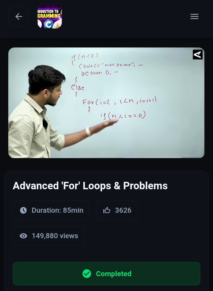kshashikant02's tweet image. Friday well spent 😄 
Day 05 of 180days challenge completed ✅ 
Today I learned about loops and understand how patterns can be printed using loops. Also solved some pattern printing question 😁
@rohit_negi9 @CoderArmy 
#dsa #coderarmy #180dayschallenge