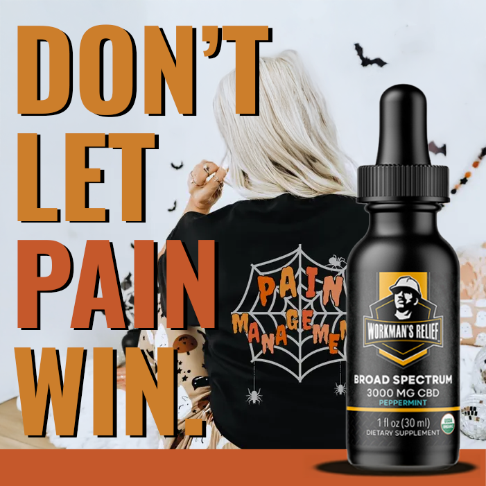 WorkmansRelief's tweet image. Don’t let pain steal your Halloween spirit!

Our Halloween Tincture Sale is here,  grab your favorite Full Spectrum and Broad Spectrum CBD tinctures.

Relief shouldn’t be scary... it should be Workman’s Relief. 💪

zurl.co/ViLJ8 

#WorkmansRelief #DontLetPainWin #CBD