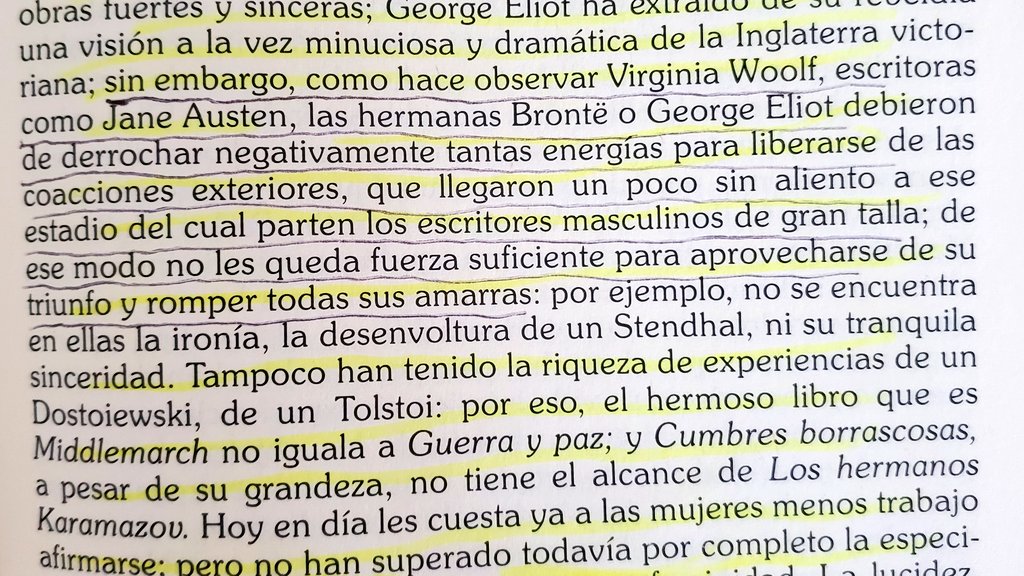 Los dichos misóginos y machistas de <a href="/Taibo2/">Paco Taibo2📝</a> deben servir para visibilizar las barreras que las mujeres deben superar en la creación literaria. Simone de Beauvoir en el 2do Sexo 📖 sugería que las grandes obras escritas por mujeres aún no alcanzaban a los Dostoyevski o Tolstoy. 👇