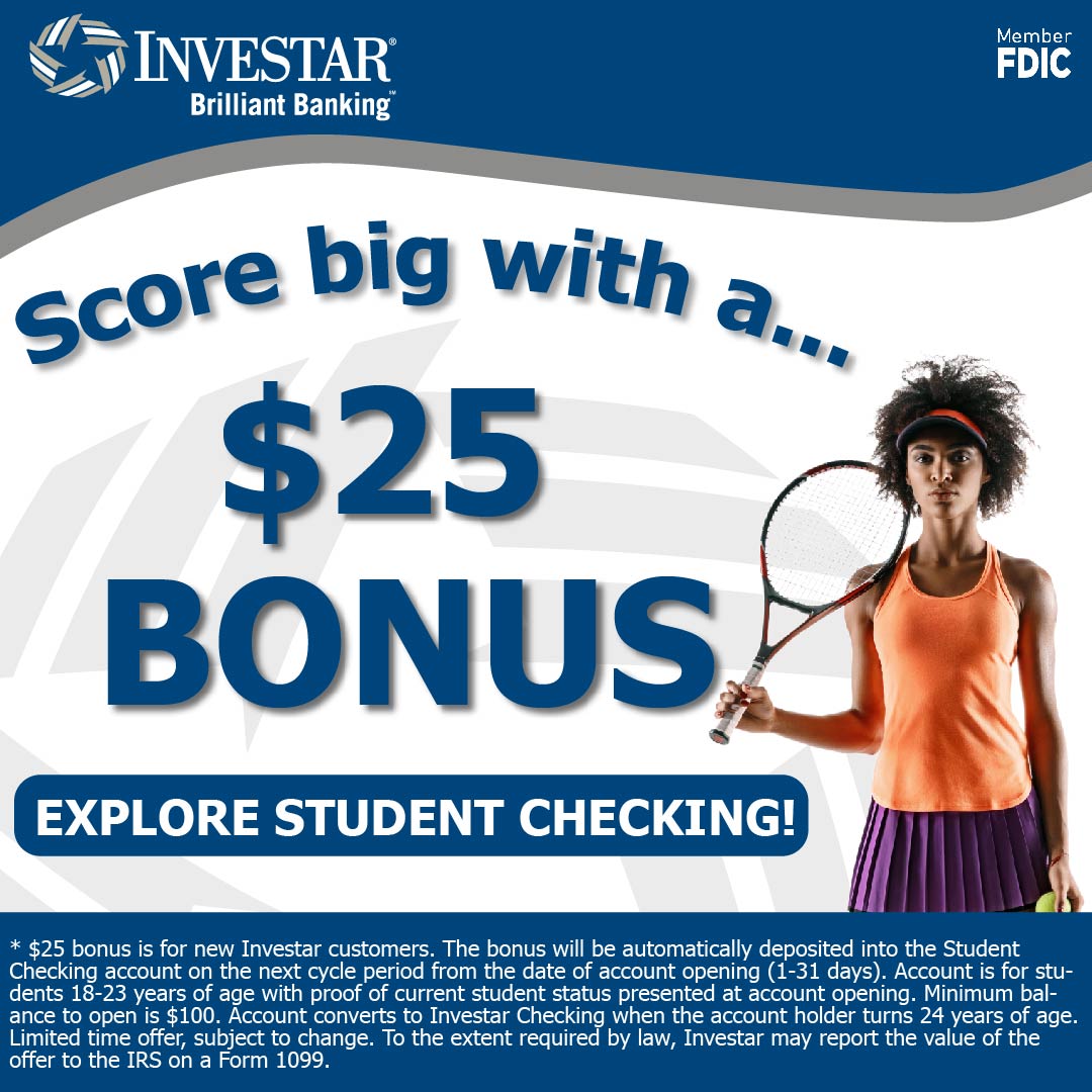 realinvestar's tweet photo. Take steps to build your financial future by opening a Student Checking Account today and enjoy a $25 Bonus. This offer is for a limited time only. Learn more or open an account today by visiting:  https://t.co/vCdTdzuyh2
#WeAreInvestar #StudentChecking https://t.co/lrE0cPusDx