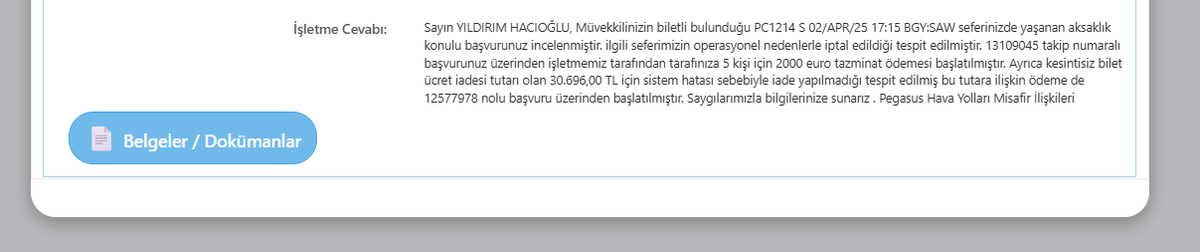 y_hacioglu's tweet photo. @taylanyildiz @pegasusdestek 02.04.2025 tarihinde Pegasus  PC-212 uçuş numaralı uçuş iptal edildi halen tazminat ve diğer zararlar  karşılanmadı. başvuru yapıldı,ihtar çekildi, SHGM 'ne başvuruldu hatta ödeme konusunda ilgili cevap verildi ama ödeme 6 aydır yok demek ki pegasus size seviyor... https://t.co/Oq8TrKL9i0