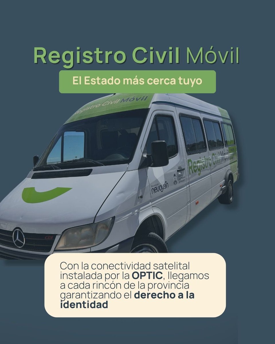 OPTIC_Nqn's tweet photo. En cada rincón de la provincia, el Registro Civil Móvil garantiza el derecho a la identidad: 3152 DNI y 223 pasaportes en 2025.

Gracias a la OPTIC y al @Mingobiernonqn, la conectividad satelital permite llegar también a zonas rurales y parajes. 🌐 https://t.co/1w3Tj5b78S